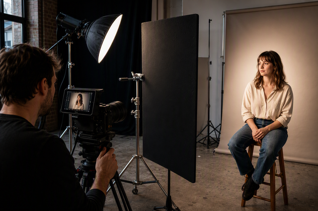 Preventing Lens Flare and Contrast Washout When Shooting Towards Studio Key Lights