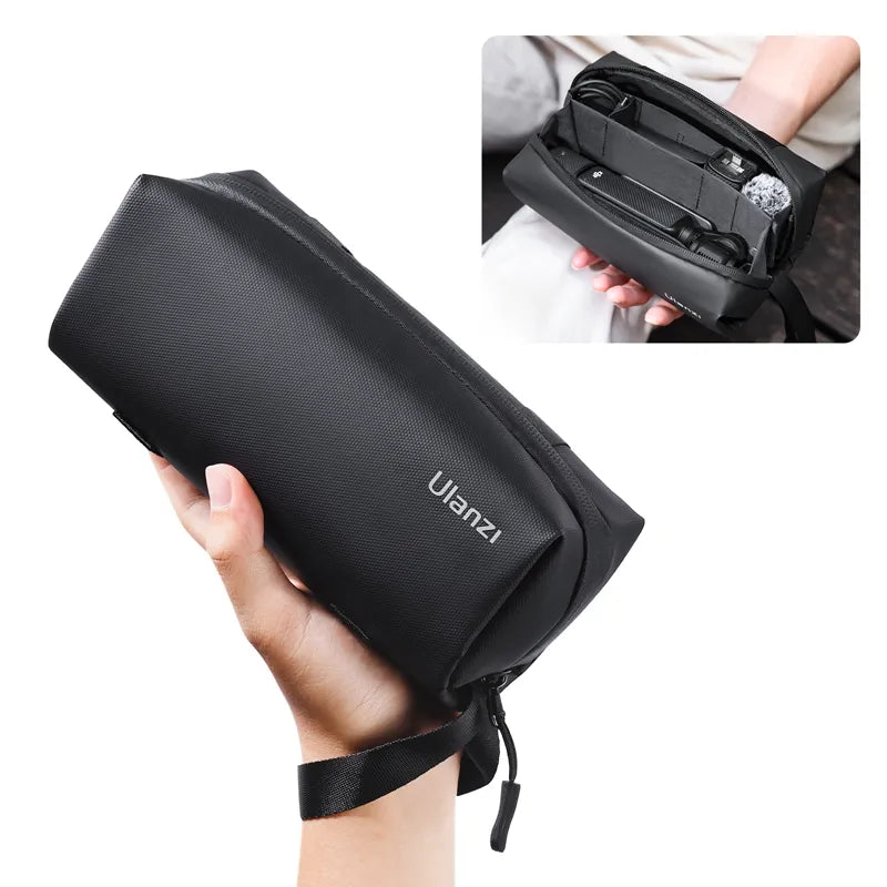 Ulanzi PK-04 Carrying Bag for DJI Osmo Pocket 3 in black, durable design, wrist strap.