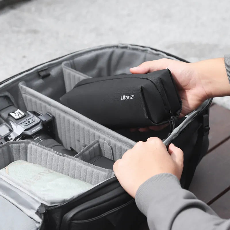 Ulanzi PK-04 Carrying Bag for DJI Osmo Pocket 3 with accessory compartment, black travel case.