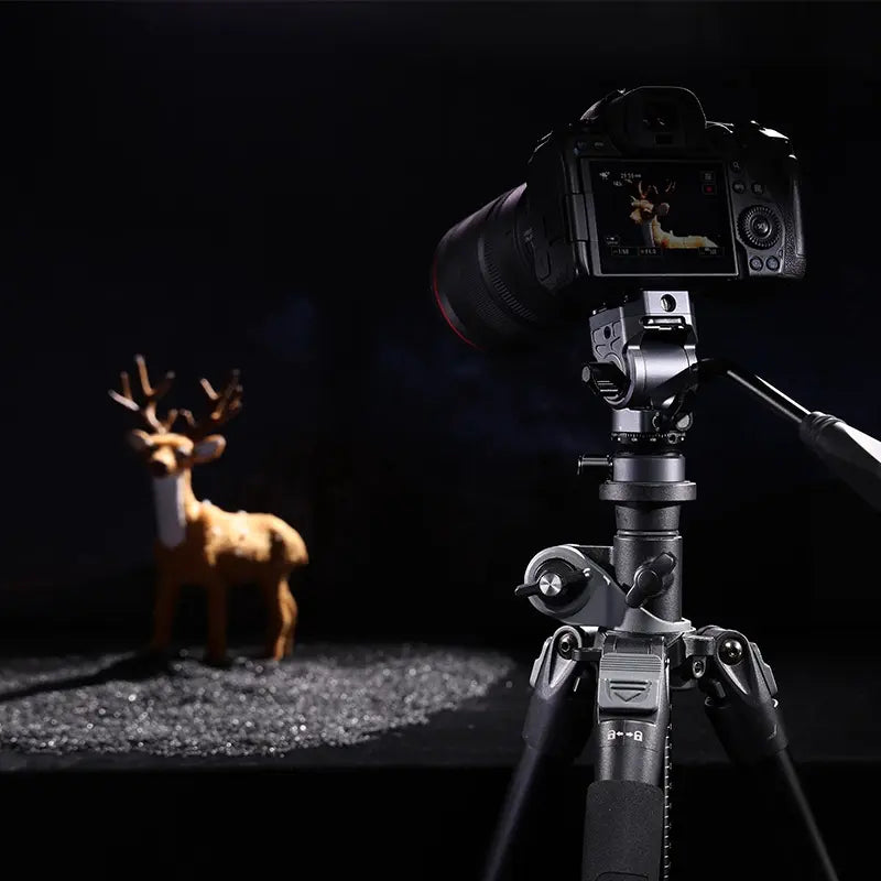Ulanzi F38 Fluid Video Head setup for video production, black aluminum tripod.