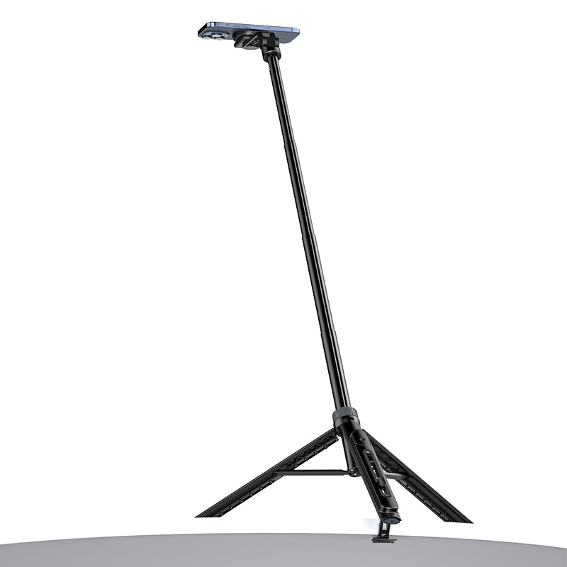Ulanzi TT88 Overhead Selfie Stick black, with phone mount, tripod base, perfect for content creation.
