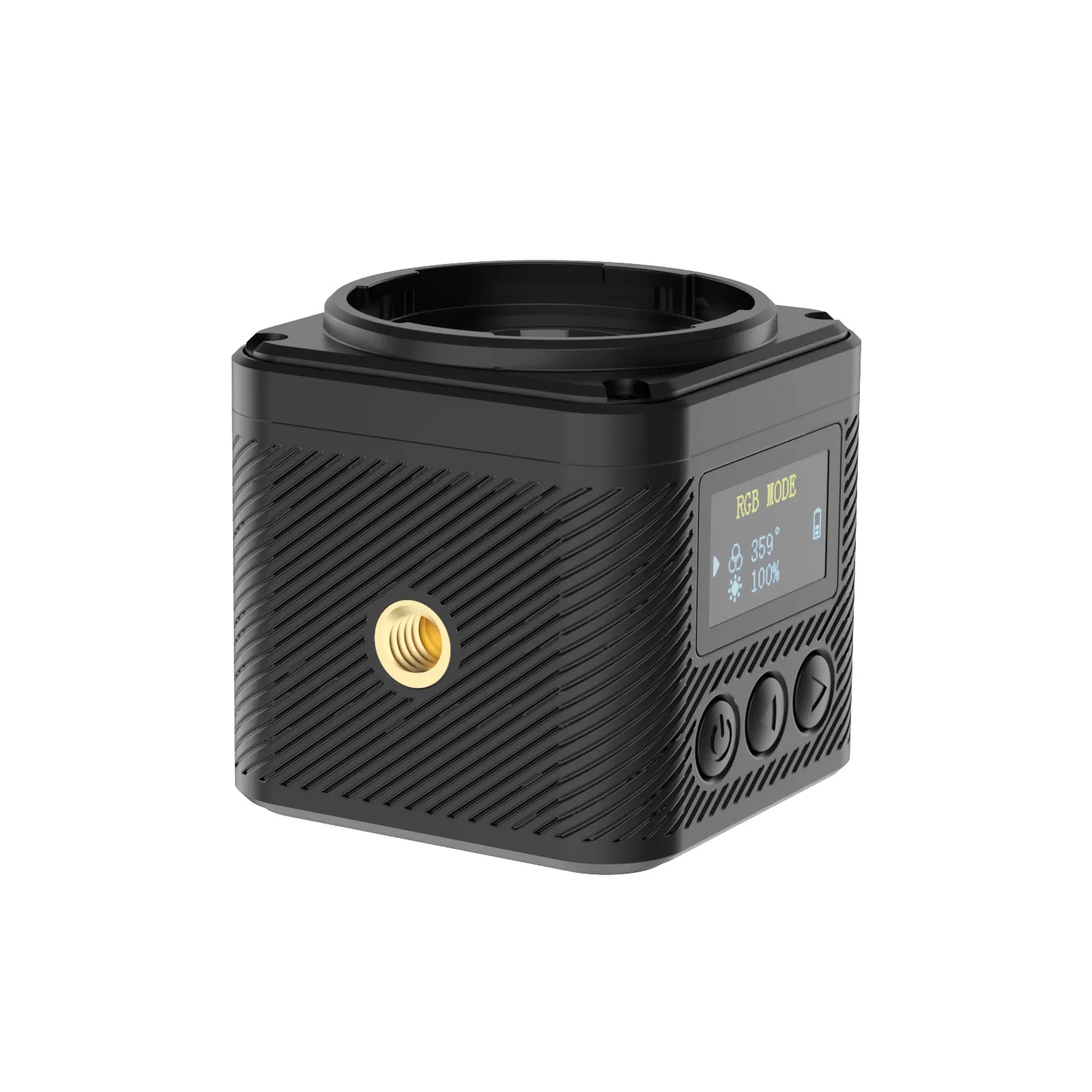 Ulanzi L3 RGB LED Video Light, black, compact with OLED display.