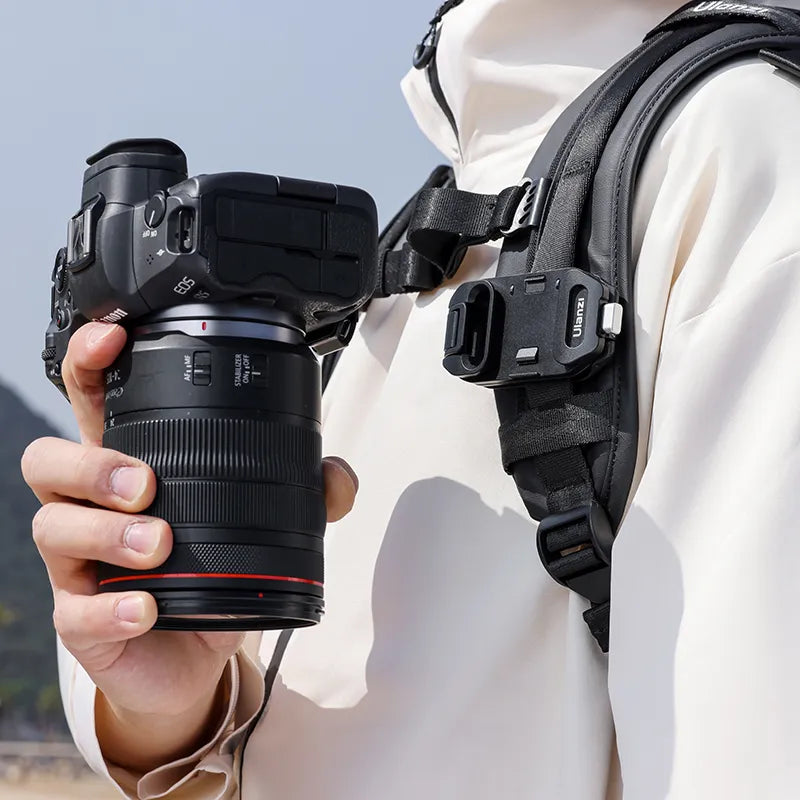 Ulanzi chest mount and Canon camera setup for hands-free photography and video.
