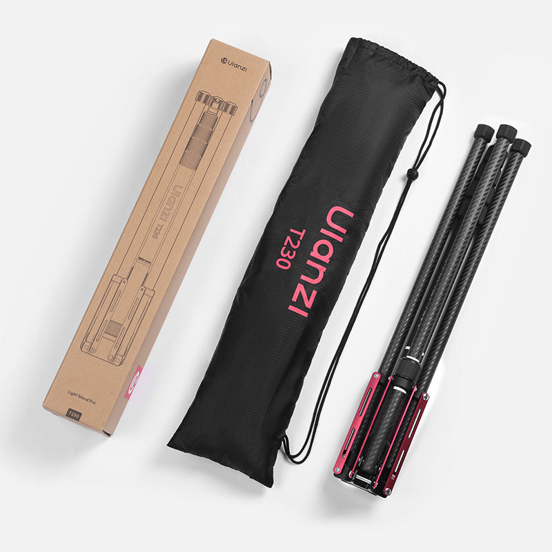 Ulanzi T230 light stand packaging and portable carry bag.