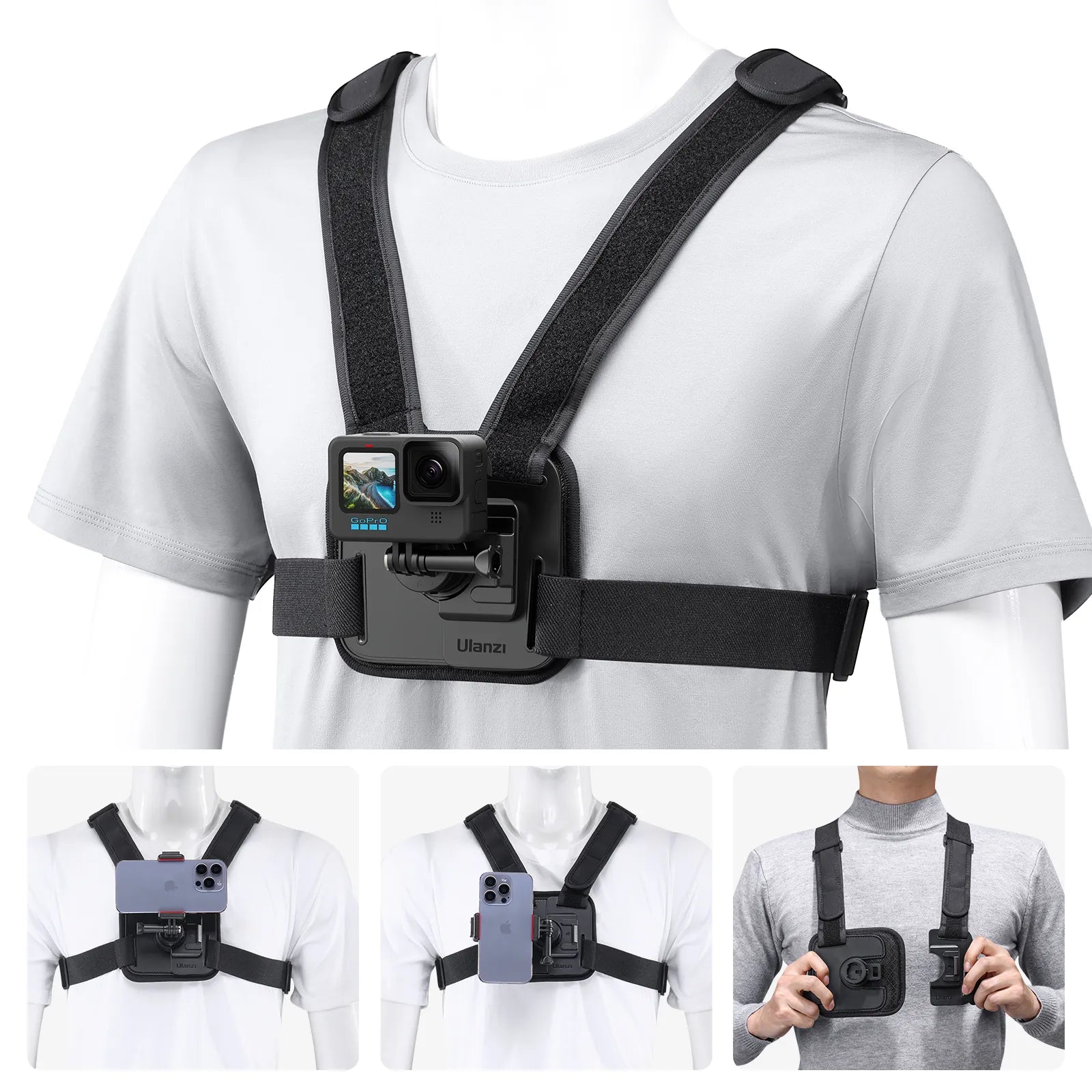 Magnetic Chest Strap Concealable Wearable Devices For Gopro 13 12 11 Insta360 Ace Pro 2 DJI Osmo Action 5 Pro 4 3 Action Cameras
