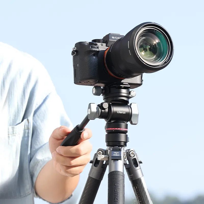 Ulanzi U190 Pro Fluid Video Head supporting a Sony camera on a tripod, ready for video shooting.