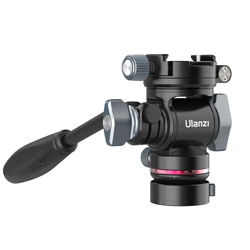 Ulanzi U-190 Pro Fluid Video Head - Black aluminum alloy video head with handle for tripod use.