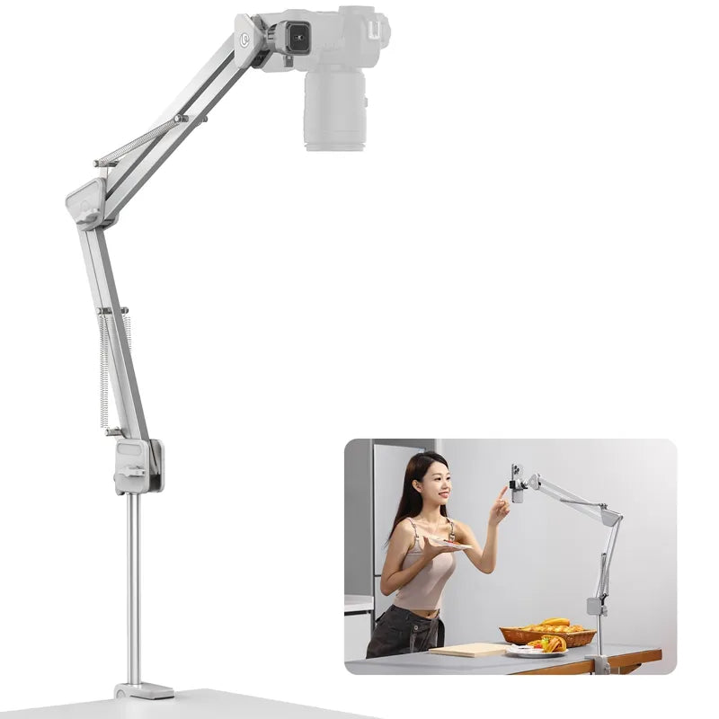 Ulanzi TH04 Overhead Camera Mount T088, silver aluminum design, perfect for content creation.