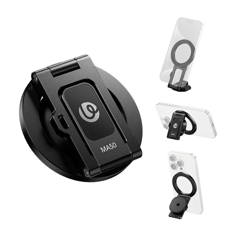 Ulanzi MA50 Uka Magnetic Phone Holder M039 - Black magnetic phone holder with multiple usage views.