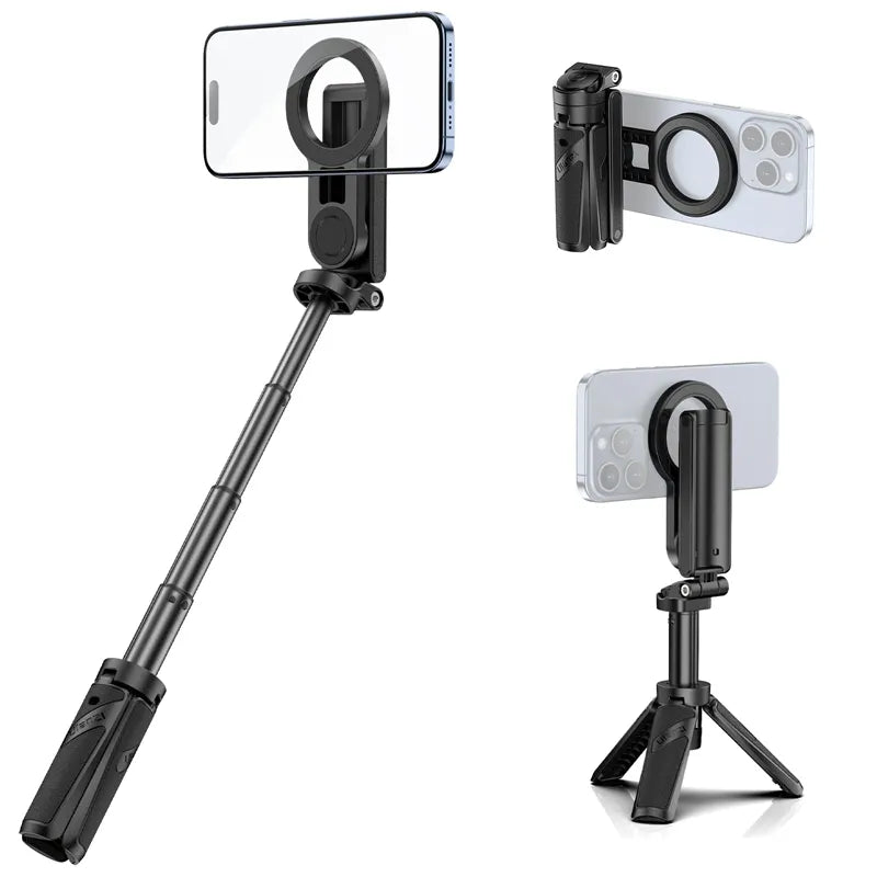 Ulanzi JJ03 3-in-1 Magnetic Phone Tripod with Remote Control, black, versatile shooting options.