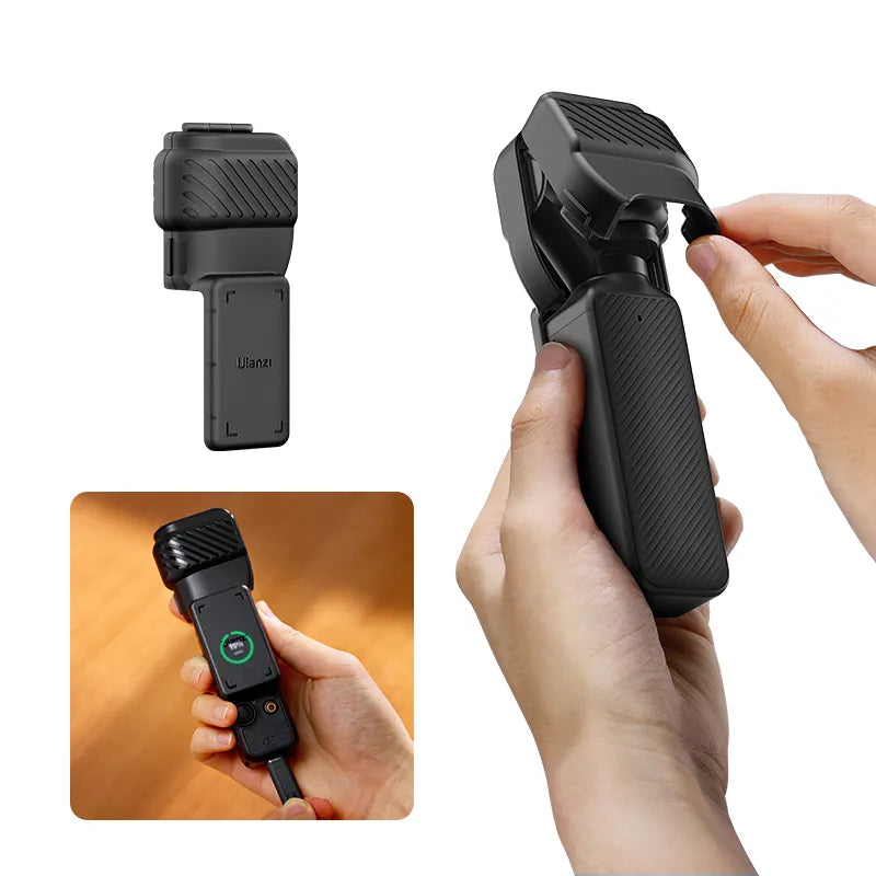 Ulanzi PK-07 Gimbal & Screen Protector for DJI Osmo Pocket 3 - Black, in use.