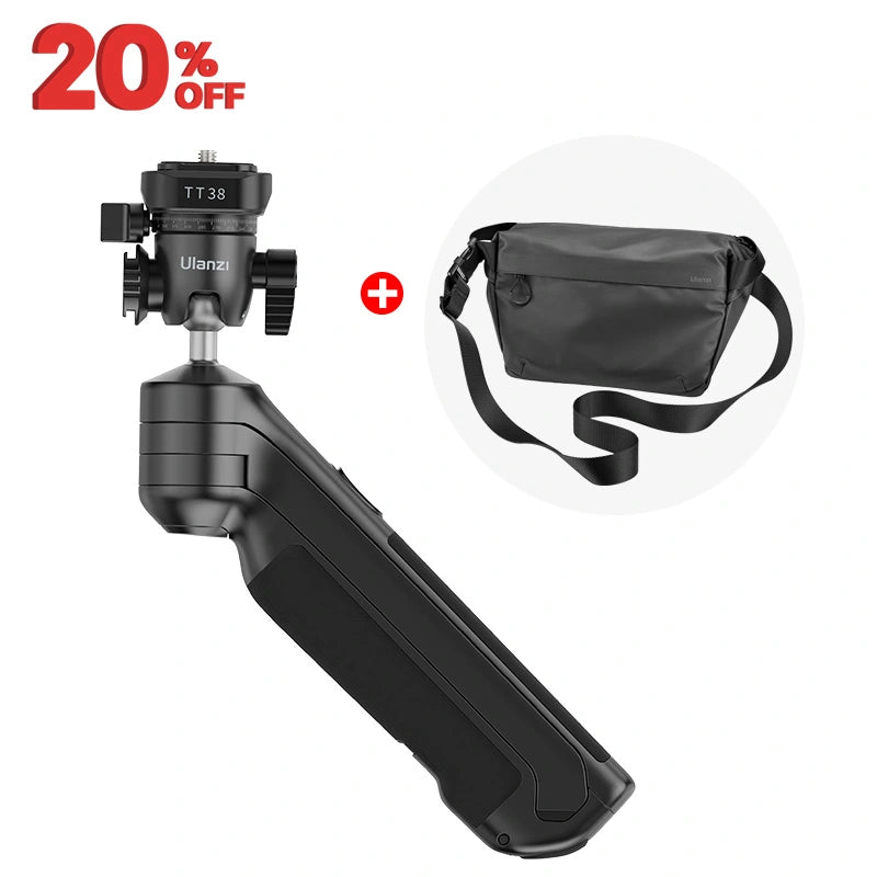 Ulanzi TT38 One-click Opening Tripod with carrying bag, featuring black design, 20% off.