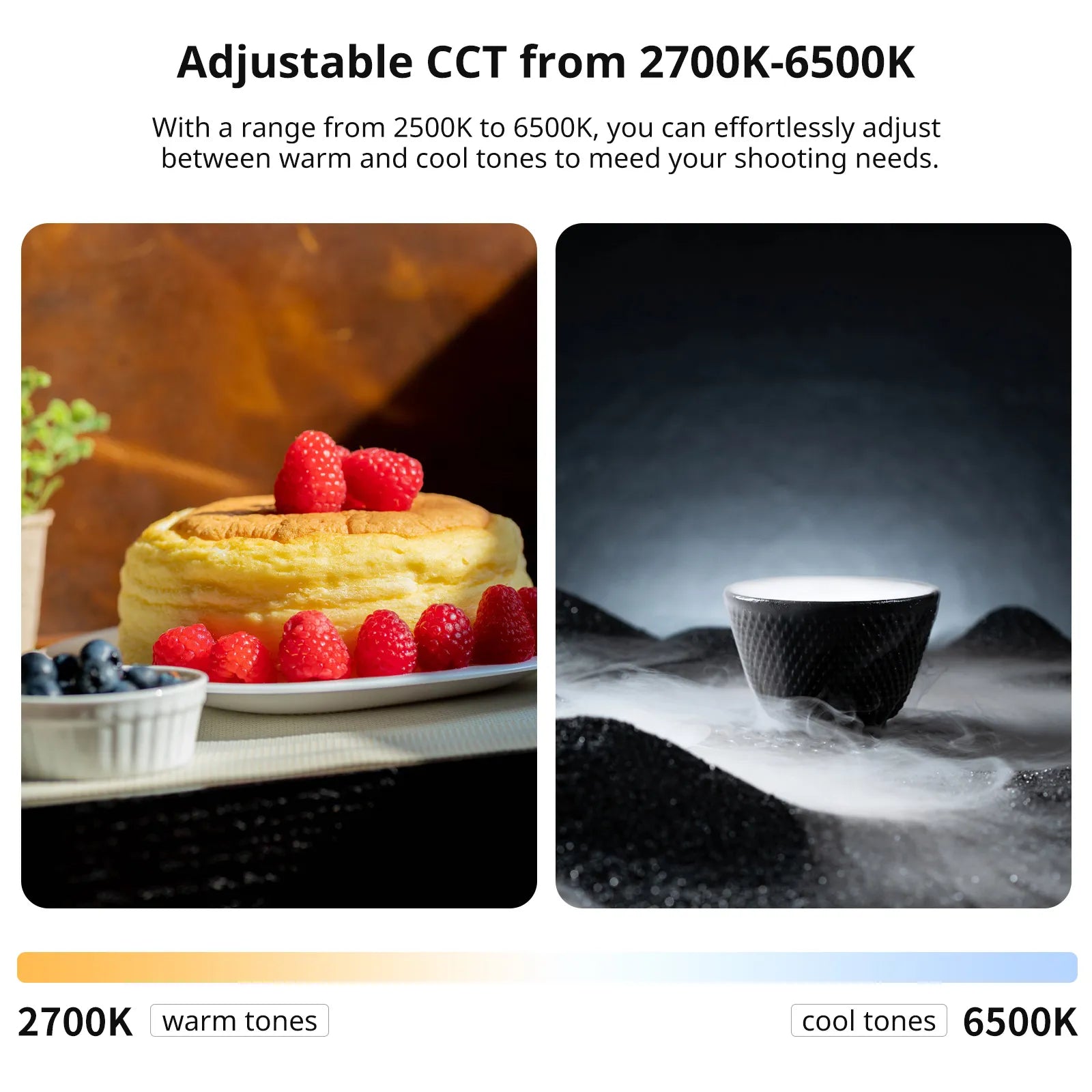 Ulanzi Air Tube Light adjustable CCT, warm and cool tones, for content creation.