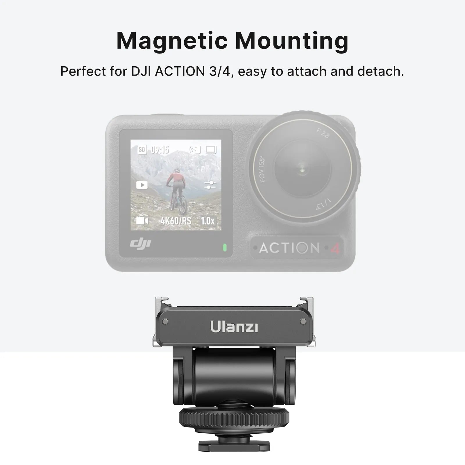 Ulanzi Magnetic Cold Shoe Mount Adapter for DJI Action 4/3 - Easy attachment.