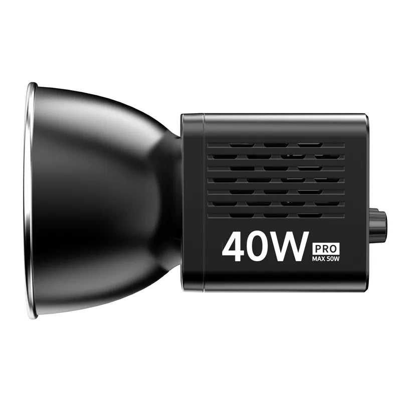 Ulanzi L023 40W Pro LED Video Light, Black, showing 40W Pro Max 50W text, angled view.