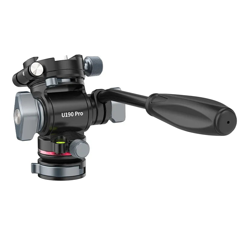 Ulanzi U190 Pro Fluid Video Head - Black aluminum alloy video head with handle and level indicator.