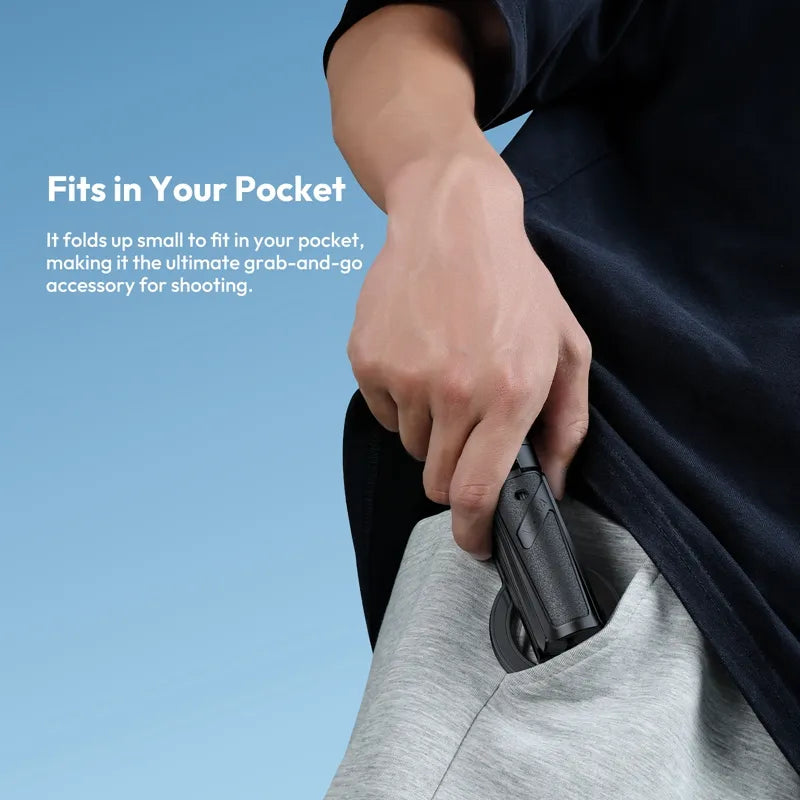 Ulanzi JJ03 Magnetic Phone Tripod fitting in pocket, portable design for versatile shooting, black.