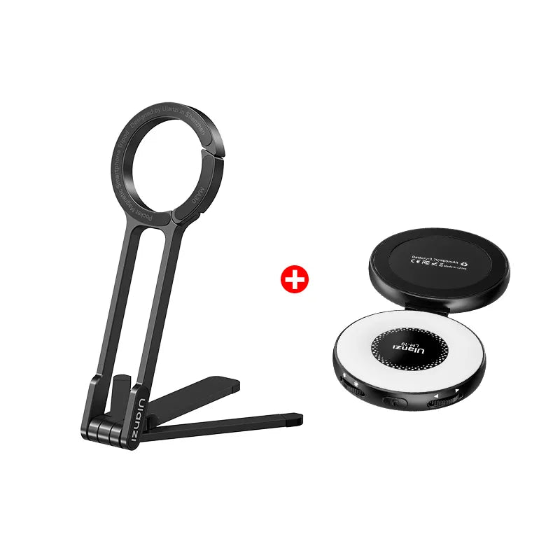 Ulanzi MA30 Carabiner Phone Tripod, black, with accessory kit. Features Ulanzi design and branding.