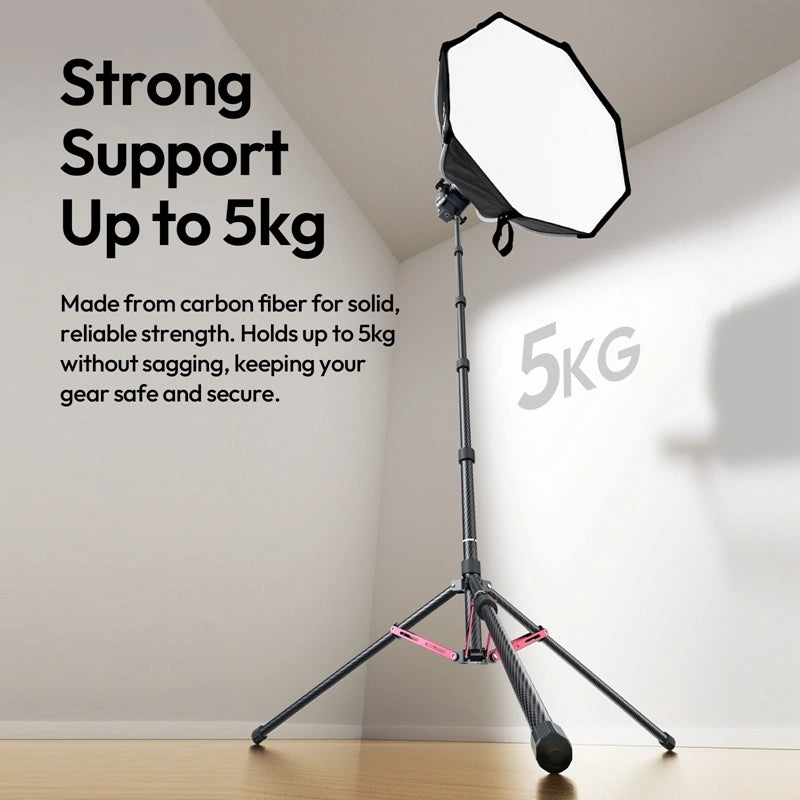 Ulanzi T230 carbon fiber light stand, strong support up to 5kg, reliable and secure.