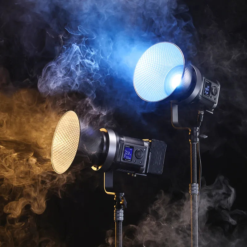 Ulanzi VL-120 Bi-color video lights with smoke effects, showcasing color temperature control.