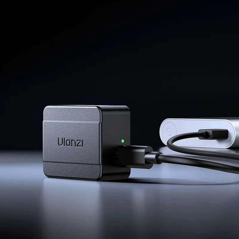 Ulanzi SL02 Spark Lite camera flash charging, compact black design.