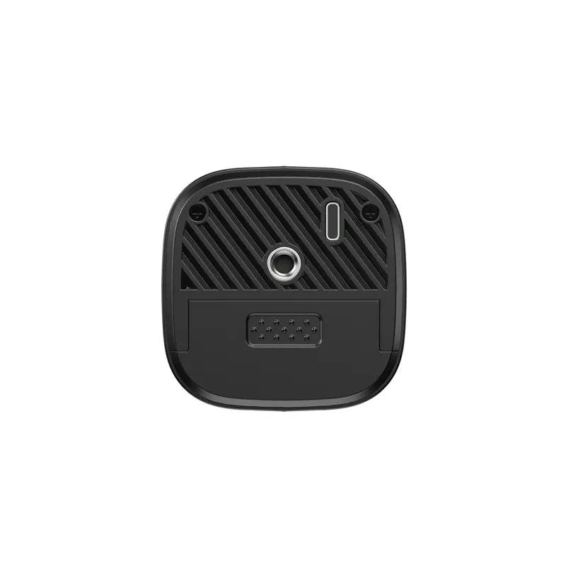 Ulanzi FM01 FILMOG Ace Fog Machine bottom detail view, black housing with connector and ventilation.