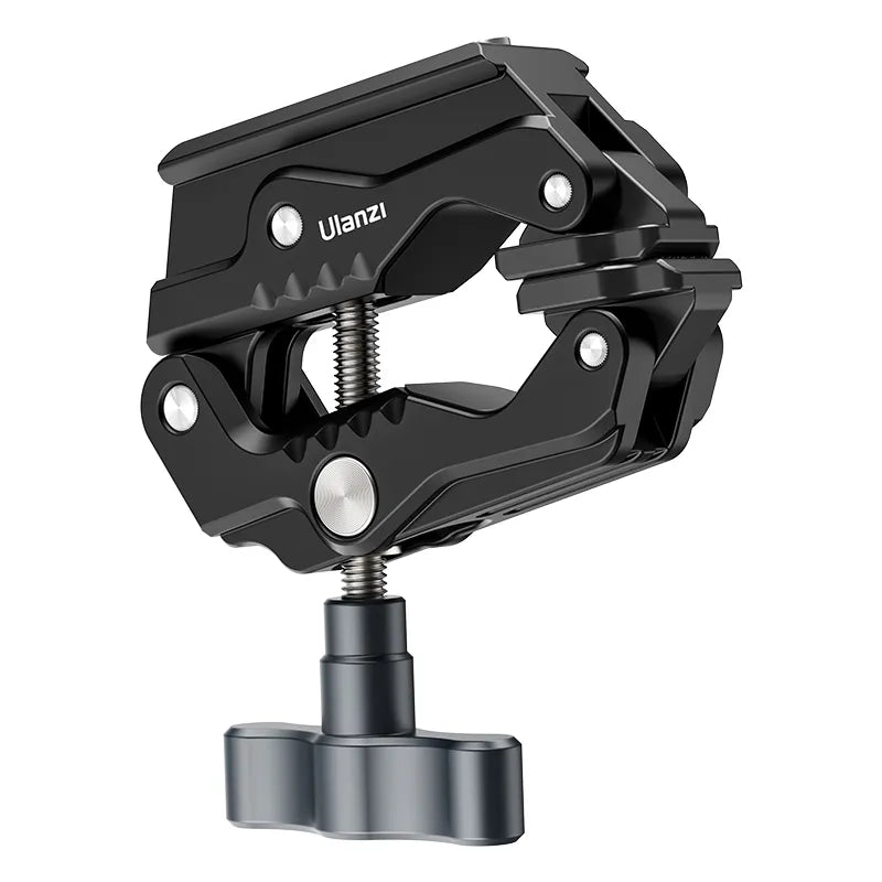 Ulanzi Crab Clamp T018, Black metal clamp with secure grip, perfect for filmmakers.