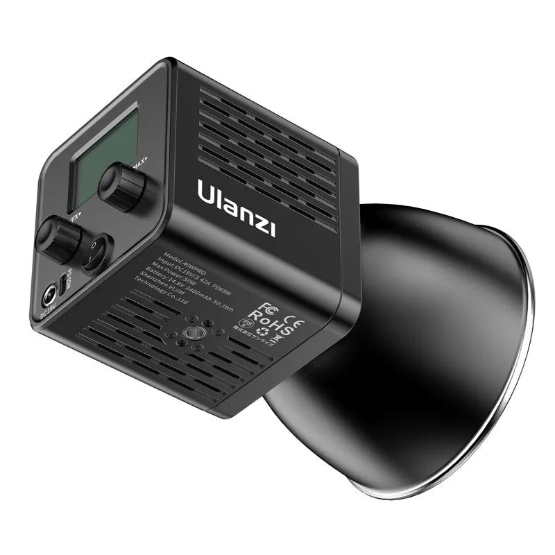 Ulanzi L023 40W Pro LED Video Light in Black, showing 40W Pro and DC19V power specs, with reflector.