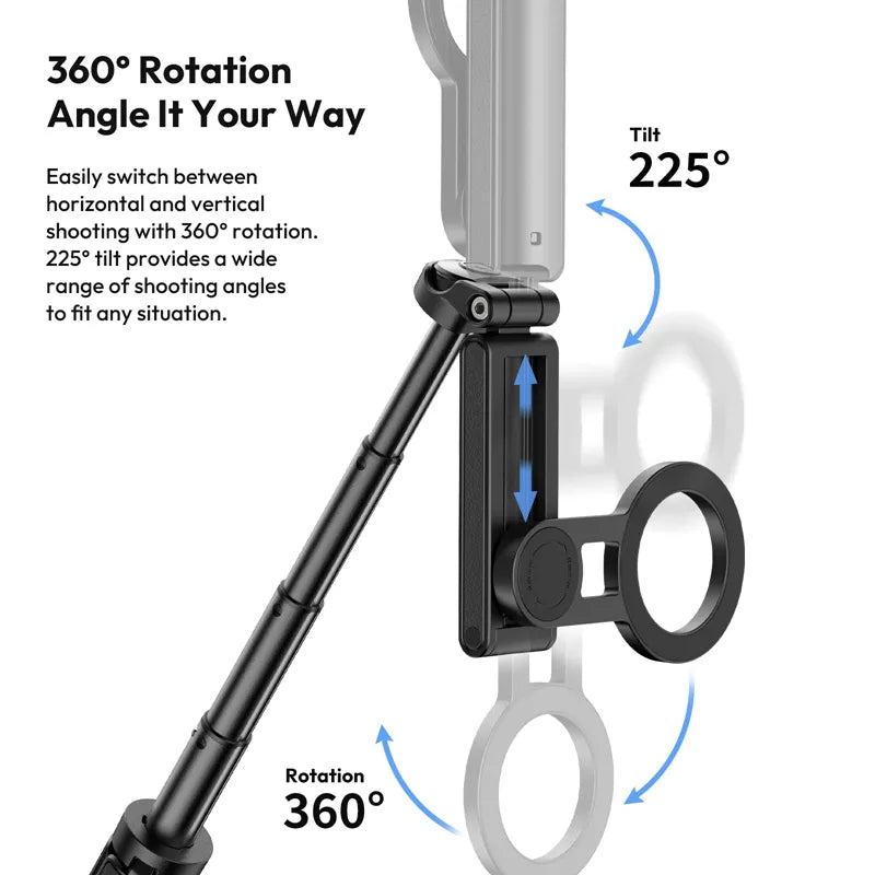 Ulanzi JJ03 phone tripod, offering 360° rotation and 225° tilt for flexible shooting angles.