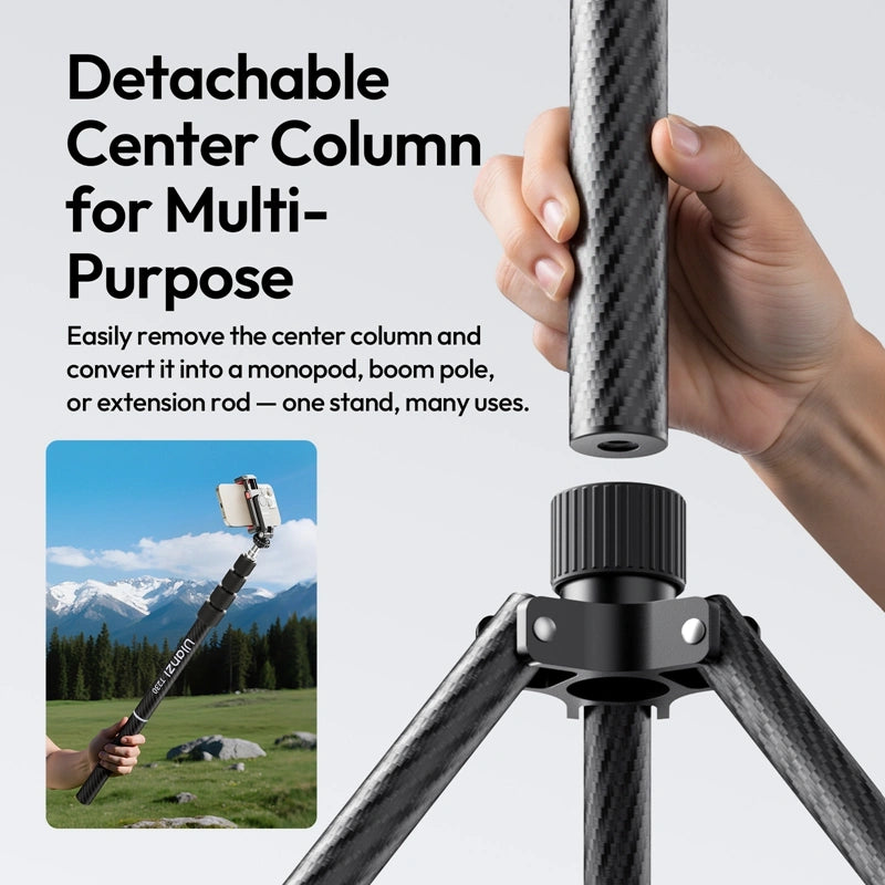 Ulanzi T230 light stand with detachable center column for monopod, boom pole, or extension rod use.