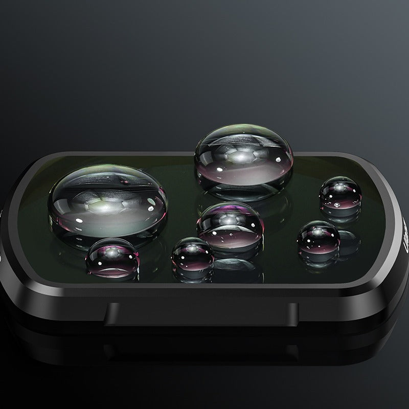 Ulanzi PK-01 Black Mist Filter for DJI Osmo Pocket 3, water droplets on black glass surface.