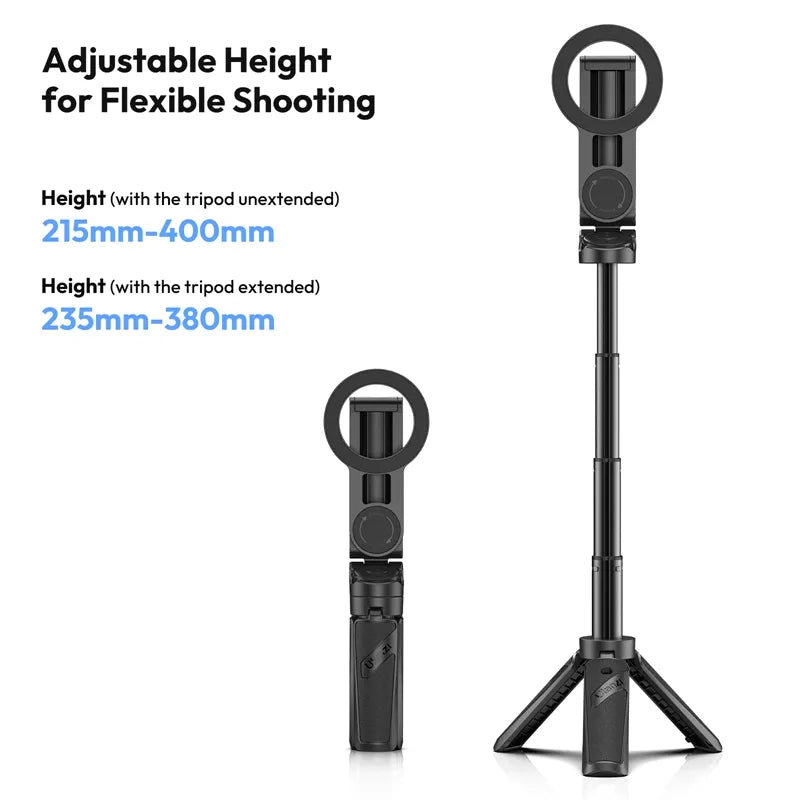 Ulanzi JJ03 phone tripod, adjustable height for flexible shooting, compact and extended modes.