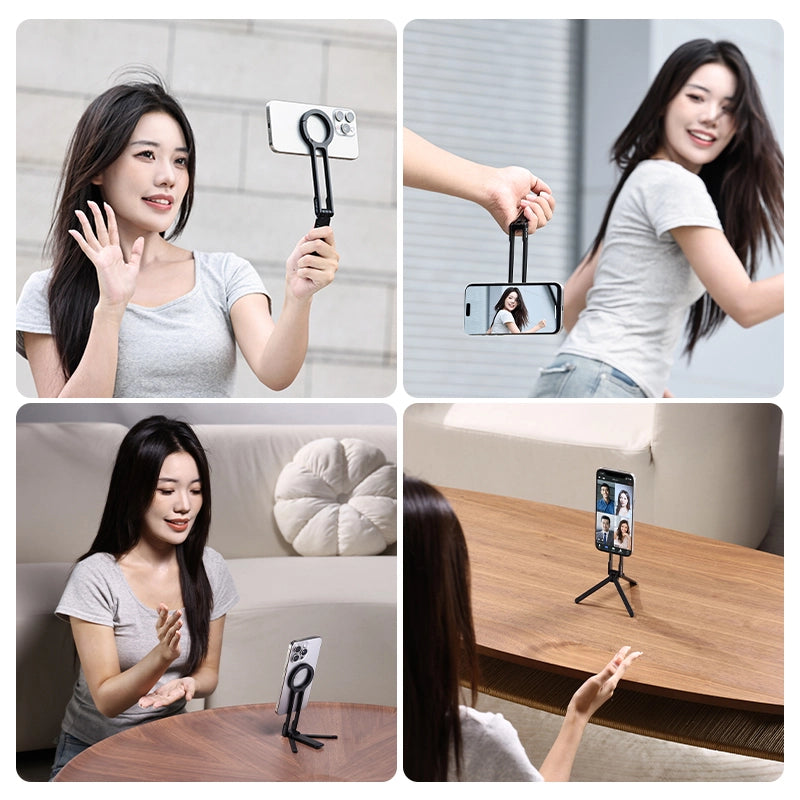 Ulanzi MA30 Carabiner Phone Tripod: Black, Portable phone stand and selfie stick, versatile use.