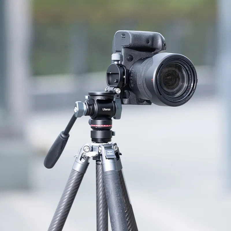 Ulanzi U-190 Pro Fluid Video Head with camera on a tripod, ready for video shooting.