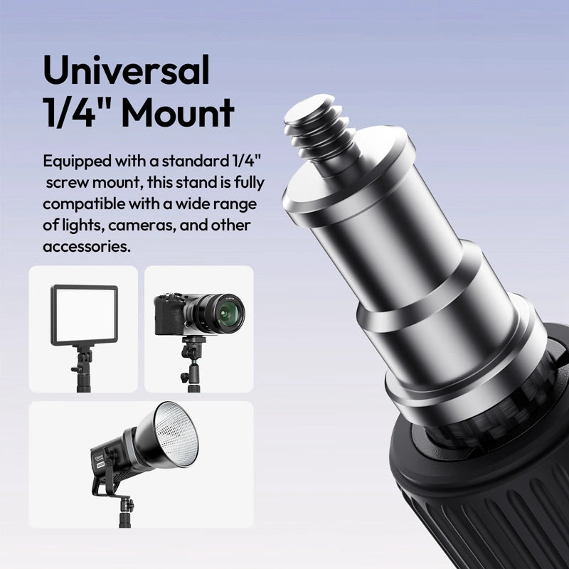 Ulanzi T230 light stand with universal 1/4 inch mount for lights, cameras, and accessories.