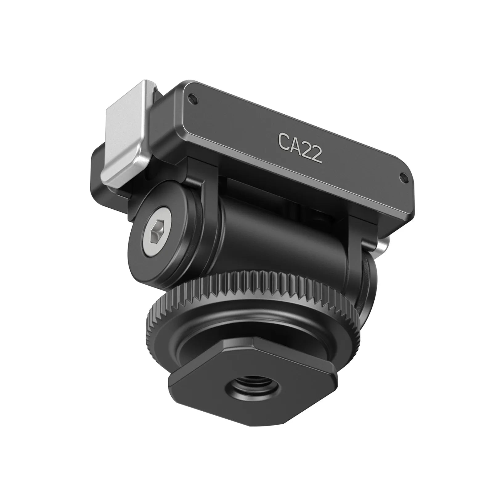 Ulanzi CA22 Cold Shoe Mount Adapter for DJI Osmo Action and Pocket 3 - Black aluminum alloy.