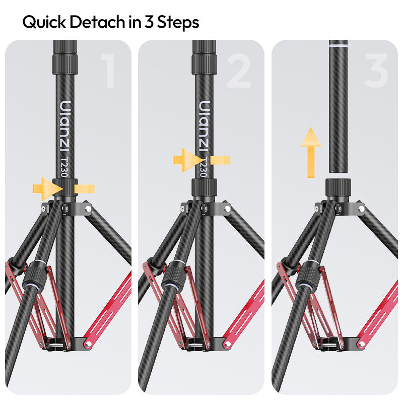 Ulanzi T230 light stand quick detach in 3 steps.