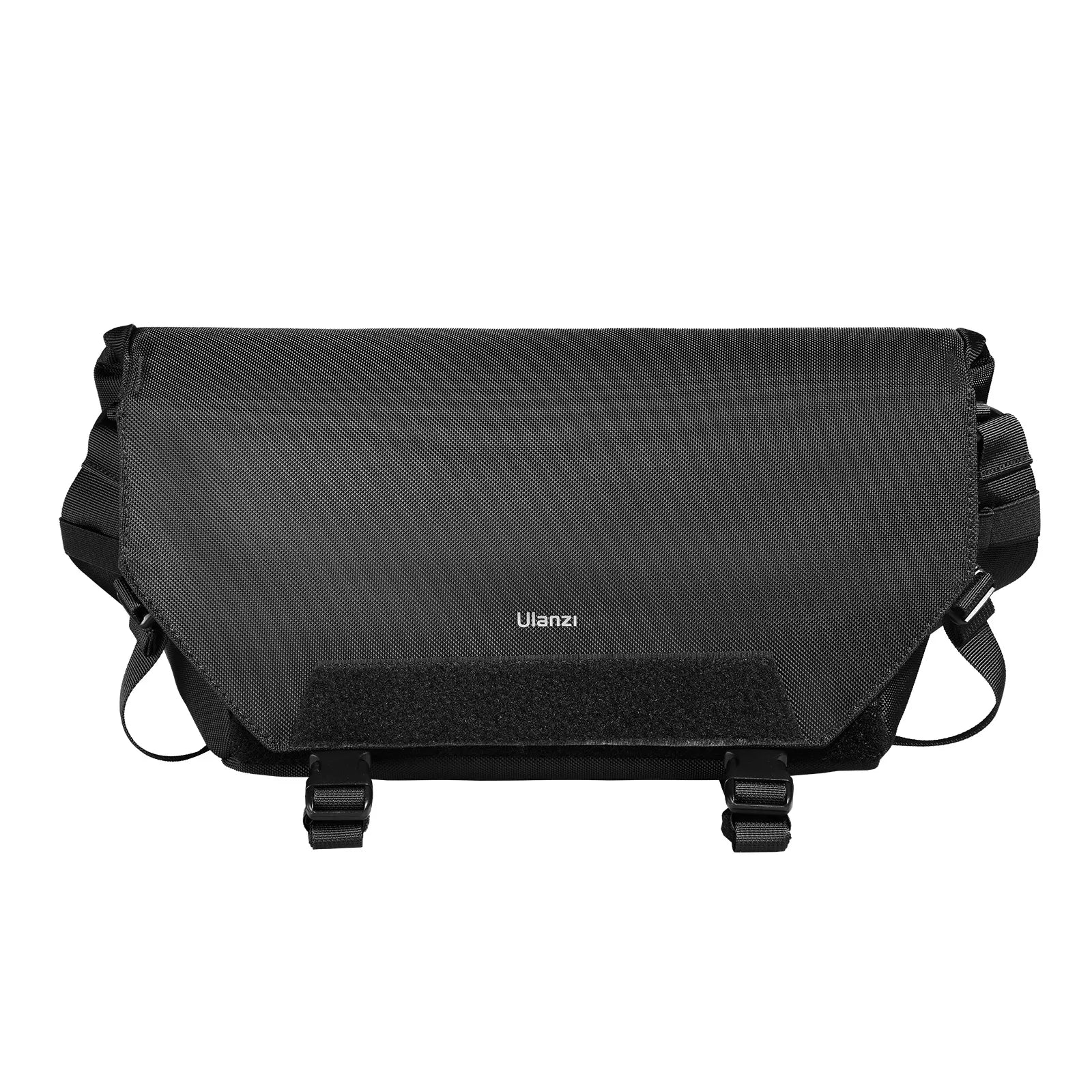 Ulanzi BC08 Camera Sling Bag in black with velcro panel and buckle, polyester material.