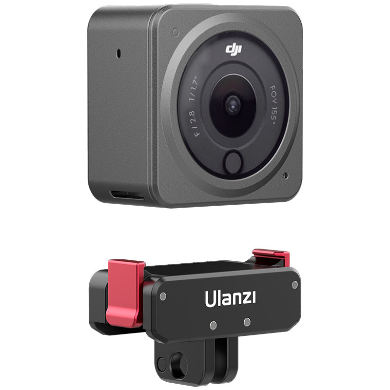 Ulanzi OA-11 Base with DJI Action Camera - Black and Red, compatible with Action 2/3/4.
