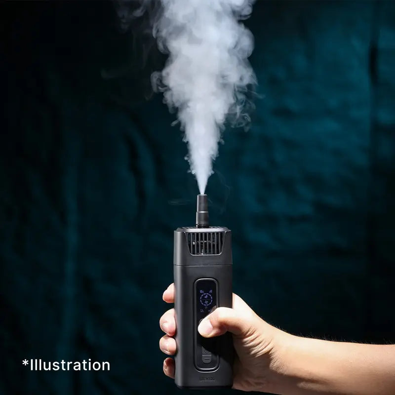 Ulanzi FILMOG Fog Machine in use, demonstrating fog output, illustration.