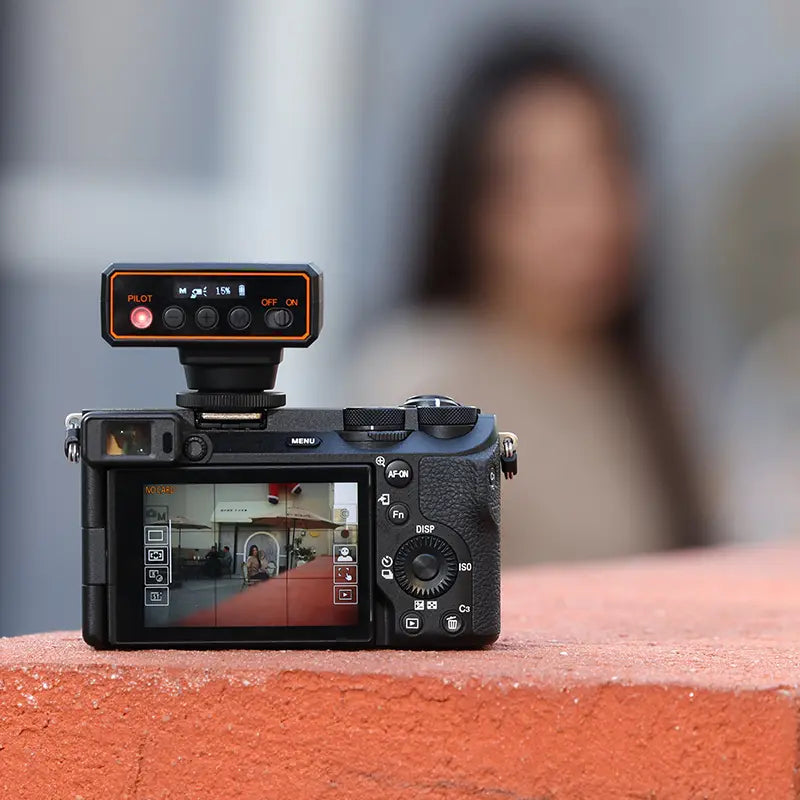 Ulanzi F12 Mini Flash Speedlite on Sony camera, ready for photography
