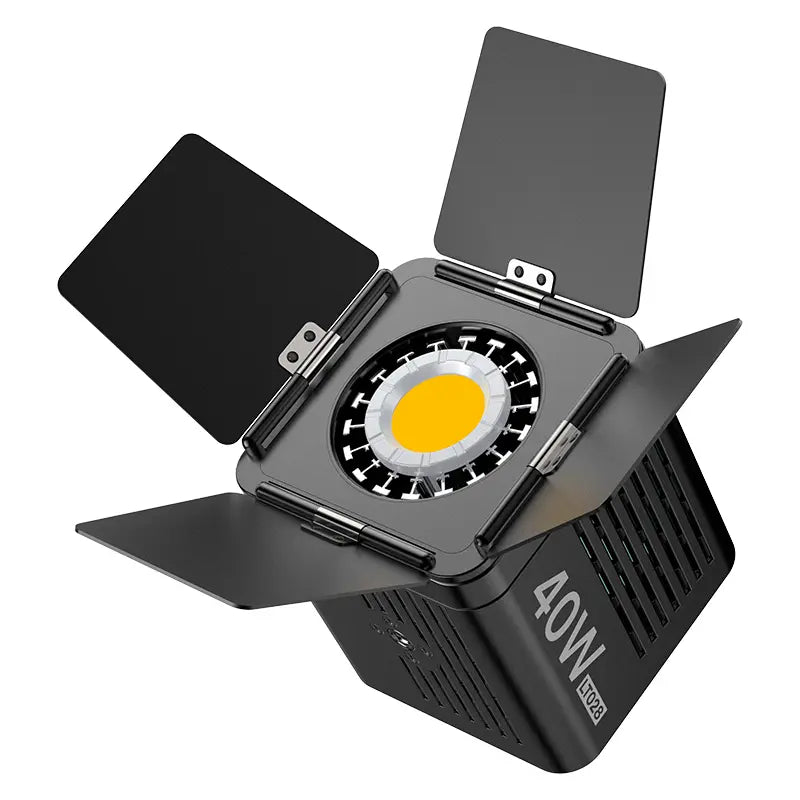 Ulanzi 4-Leaf Barndoors with Mini Bowens Mount, 40W video light for precise lighting control.