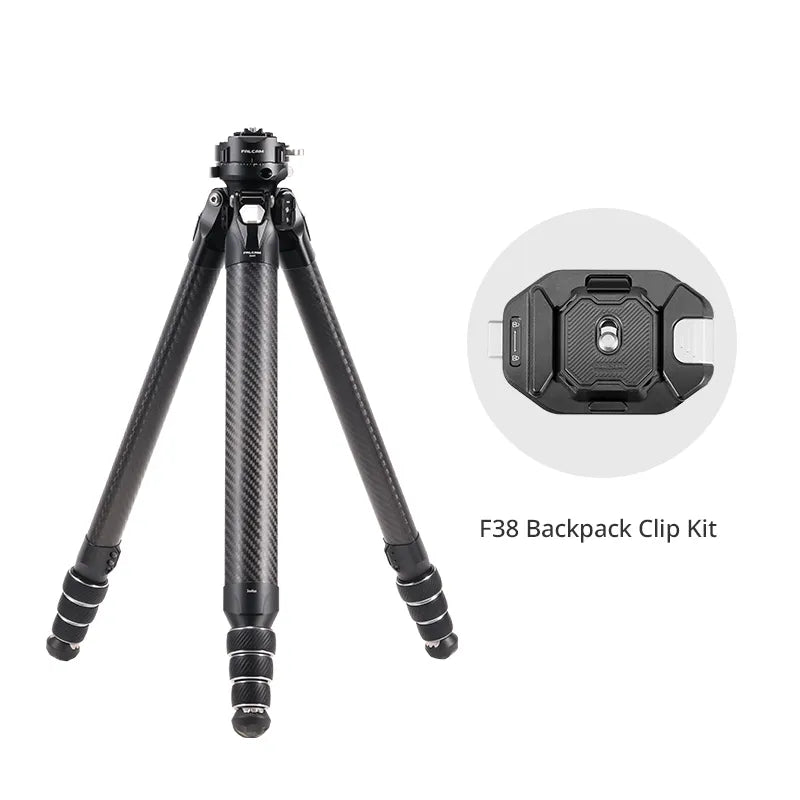 Ulanzi Falcam TreeRoot tripod, carbon fiber legs, black head, with F38 Backpack Clip Kit.