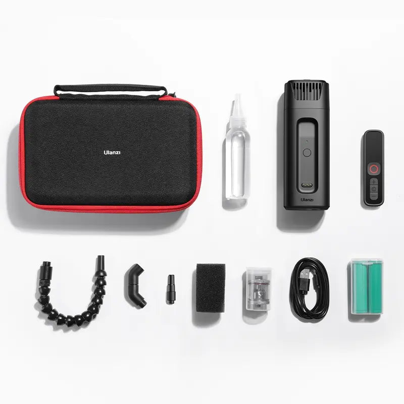 Ulanzi FM01 Ace Portable Fog Machine kit components for photography and events.