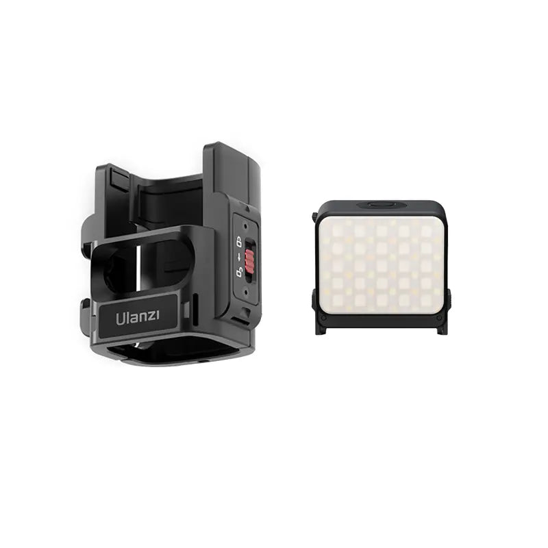 Ulanzi PK-06 Adapter and LED light for DJI Osmo Pocket 3, black design for content creation.