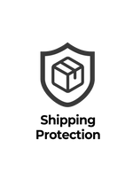Shipping protection symbol: Package within a shield on black background for package safety.