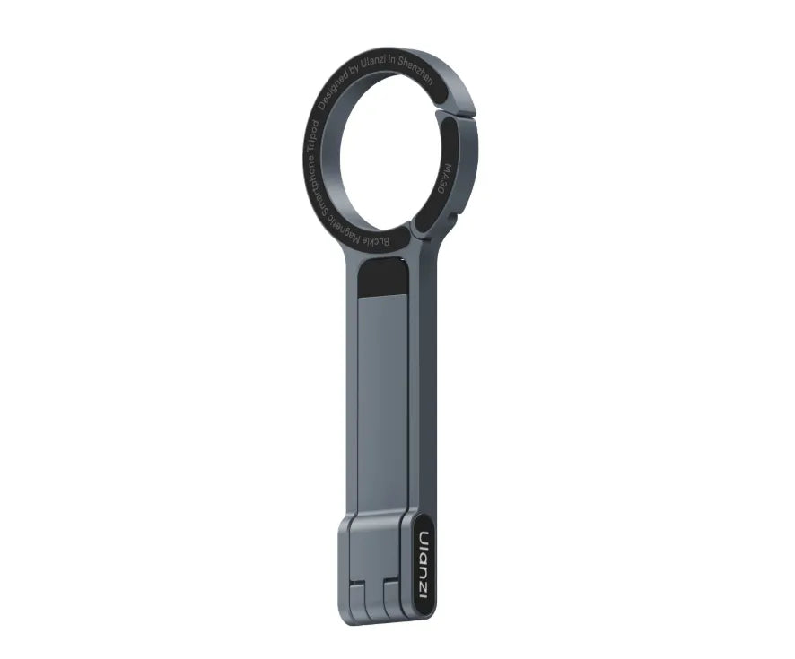 Ulanzi MA30 Carabiner-Mounted Phone Tripod in silver, Buckle Magnetic Smartphone Tripod design.