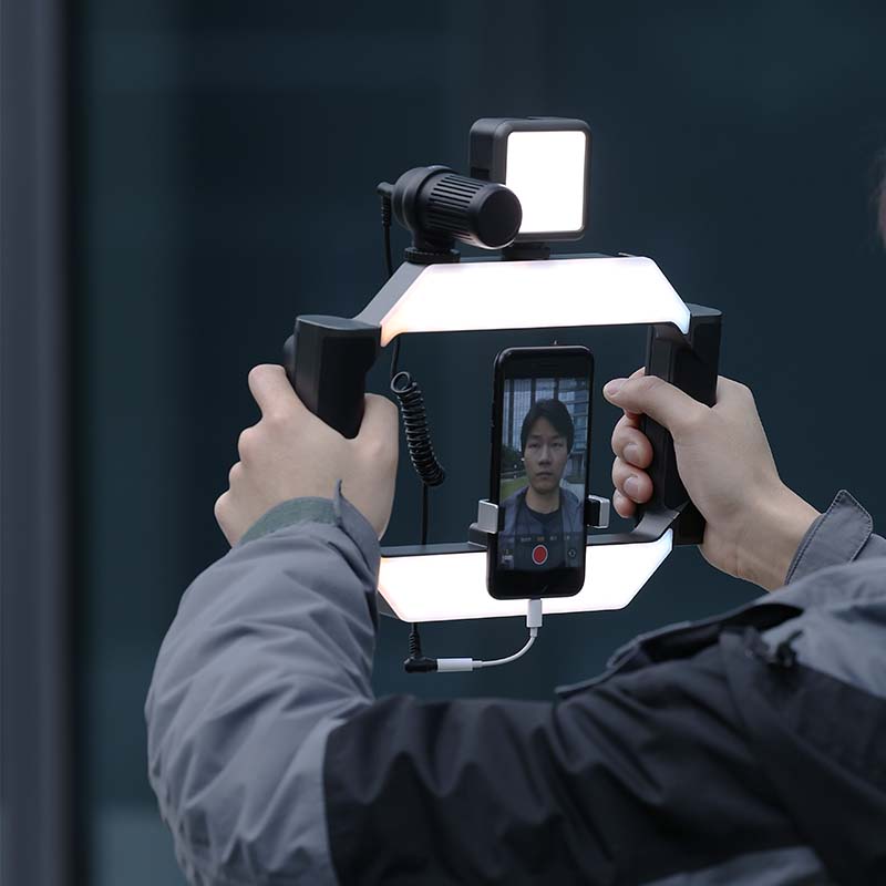 Ulanzi U-Rig Smartphone Video Rig with light, enhancing smartphone video recording.