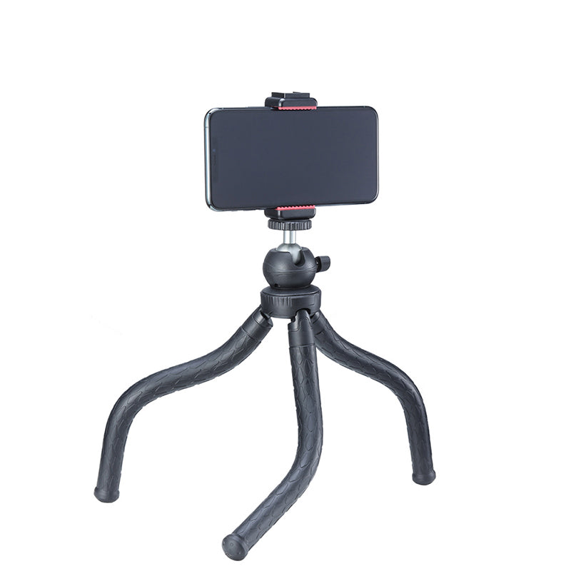 Ulanzi ST-07 Vlog Smartphone Tripod Mount with smartphone attached, for vlogging.