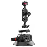 Ulanzi SC-02 Suction Cup Mount disassembled. Black metal and rubber construction, parts displayed.